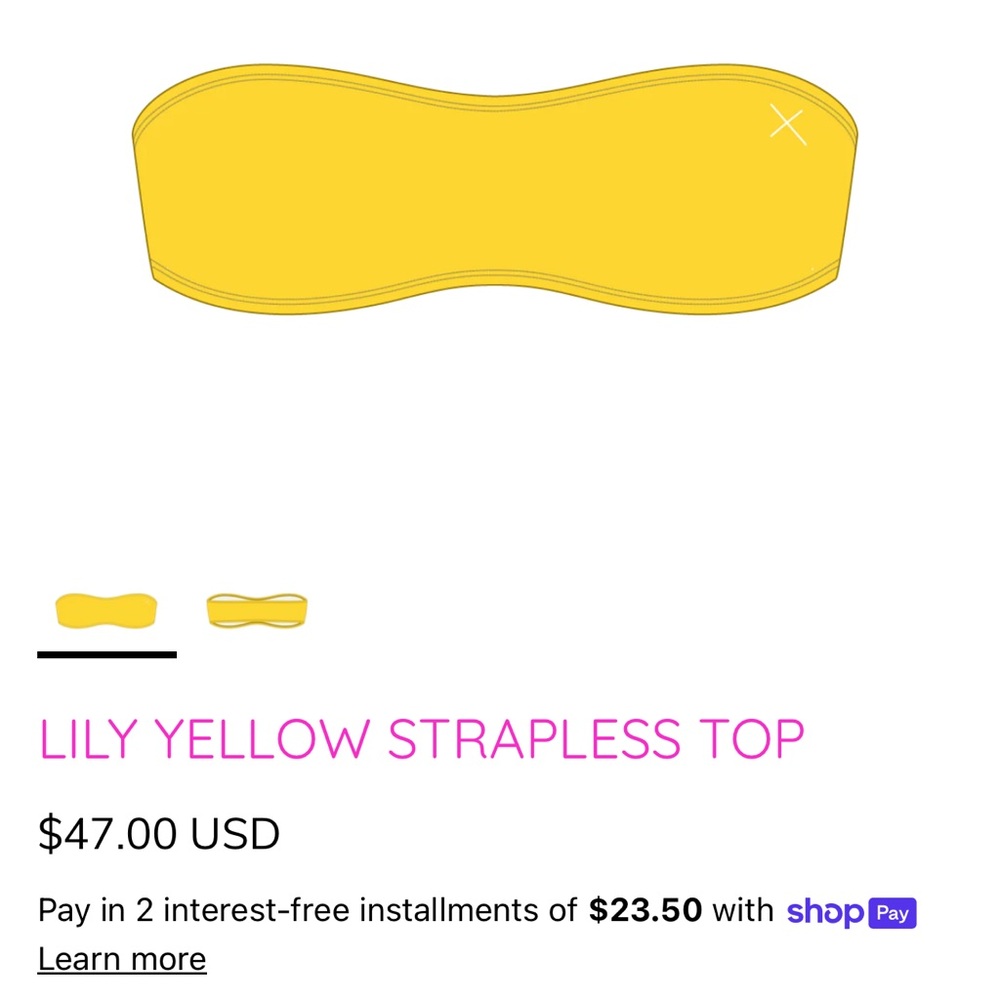 Boutine LA Lily Yellow Strapless Bikini Top